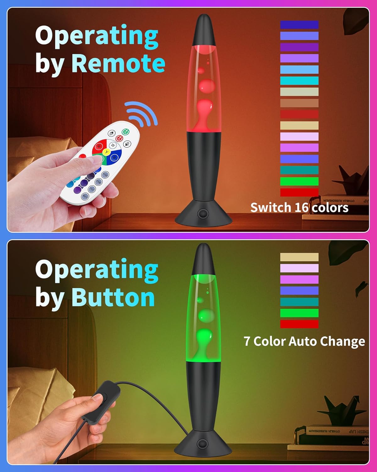 Black Liquid Motion Lamps 17 Colors Changing with Remote, 13.5 Inch LED Night Light for Kids Adults, Mood Lighting Small Table Lamp for Bedroom Nightstand Office Decor, Cool Birthday Christmas Gifts